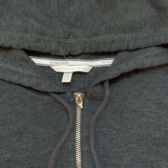 Victoria’s Secret Full Zip Up Hooded Sweatshirt Hoodie With Sequin Logo Size XS - Picture 3 of 5